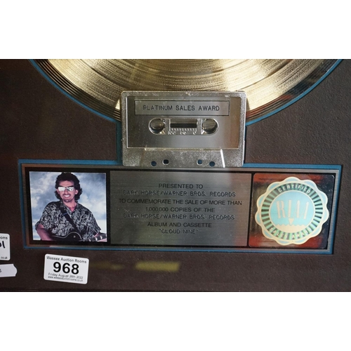 968 - Memorabilia - George Harrison RIAA platinum to commemorate the sale of more than 1,000,000 copies of... 