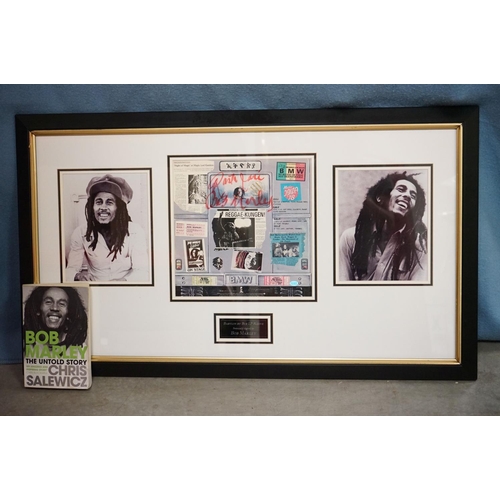 1036 - Memorabilia / Autograph - Framed and glazed Bob Marley presentation including a signed Bob Marley Ba... 