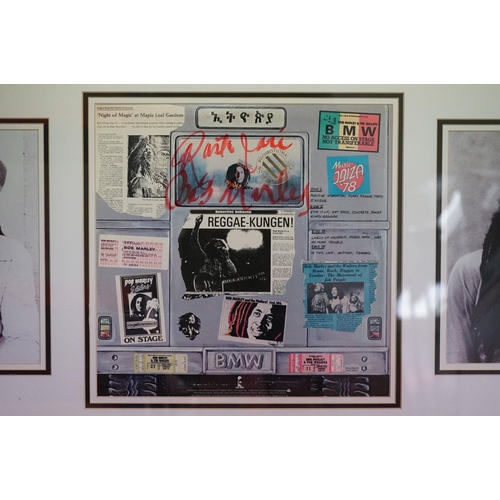 1036 - Memorabilia / Autograph - Framed and glazed Bob Marley presentation including a signed Bob Marley Ba... 