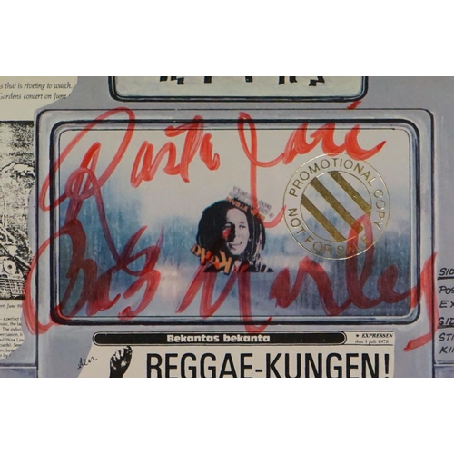 1036 - Memorabilia / Autograph - Framed and glazed Bob Marley presentation including a signed Bob Marley Ba... 