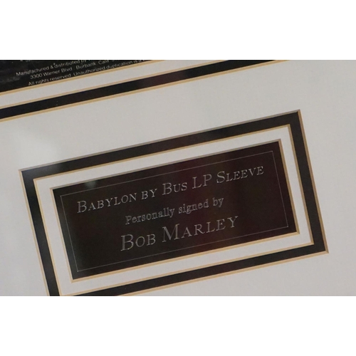 1036 - Memorabilia / Autograph - Framed and glazed Bob Marley presentation including a signed Bob Marley Ba... 