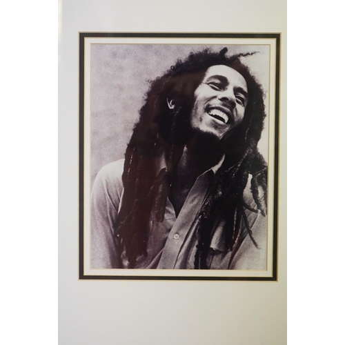 1036 - Memorabilia / Autograph - Framed and glazed Bob Marley presentation including a signed Bob Marley Ba... 