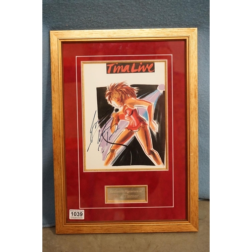 1039 - Memorabilia & Autograph - Framed and glazed Tina Turner display featuring a signed Tina Live LP.  Fr... 