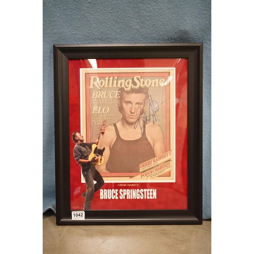 1042 - Memorabilia / Autograph - Framed and glazed Bruce Springsteen display featuring a signed Rolling Sto... 