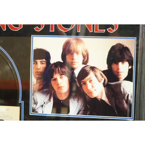 1043 - Memorabilia /Autograph - Framed and glazed Rolling Stones display featuring a signed copy of Flowers... 