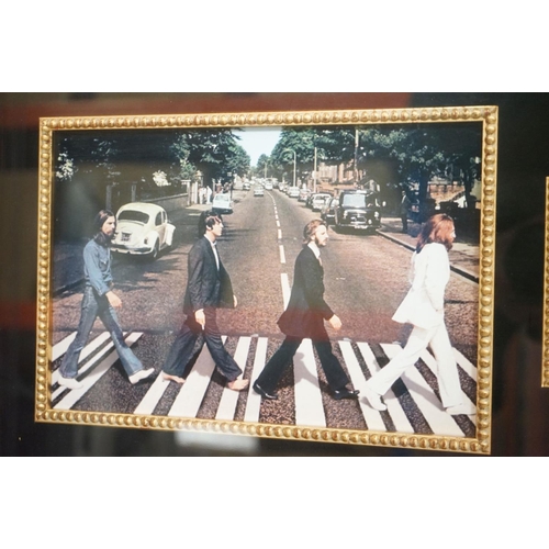 1044 - Memorabilia - Framed & glazed Beatles display featuring a piece of card bearing signatures John Lenn... 