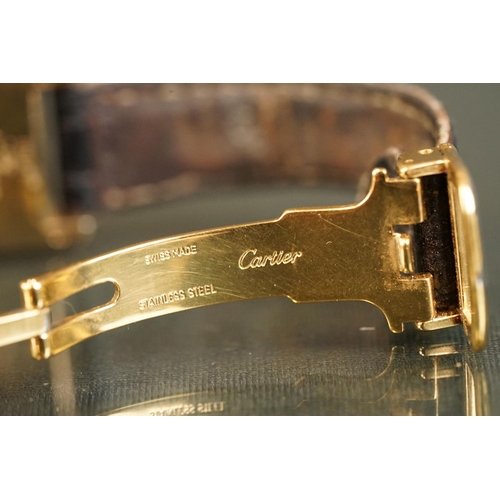 371A - Must de Cartier tank vermeil silver gilt wristwatch, cream dial with black Roman numerals and gilt b... 