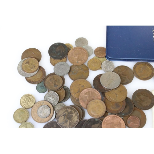 170 - A small collection of British and Foreign coins to include two Queen Victoria full silver crown coin... 