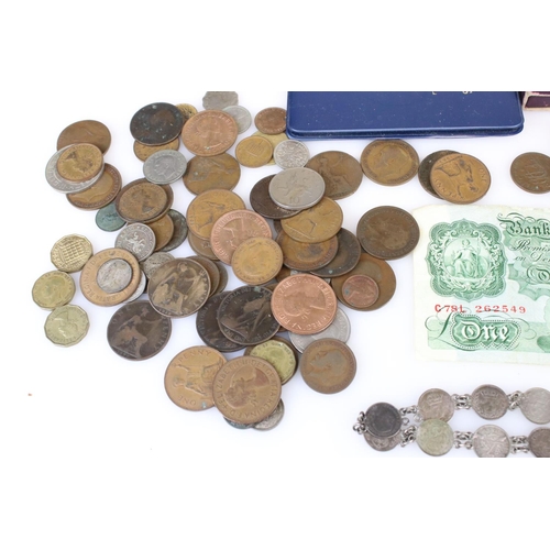 170 - A small collection of British and Foreign coins to include two Queen Victoria full silver crown coin... 