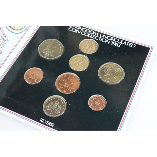 172 - A collection of Ten British uncirculated coin year sets to include 1982, 1983, 1984, 1985, 1986, 198... 