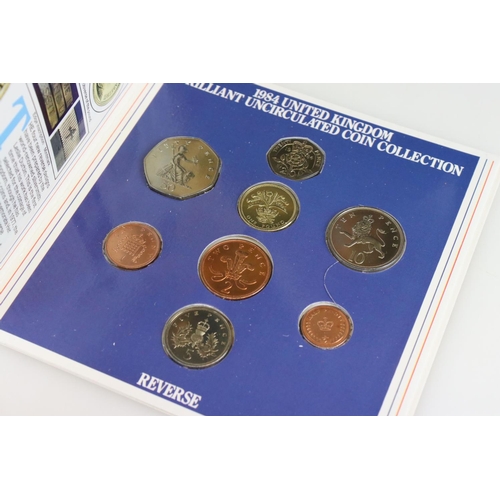 172 - A collection of Ten British uncirculated coin year sets to include 1982, 1983, 1984, 1985, 1986, 198... 