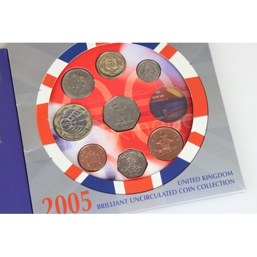 174 - A collection of ten British uncirculated coin sets to include 2008, 2005, 2004, 2003,  2002 and 2005... 