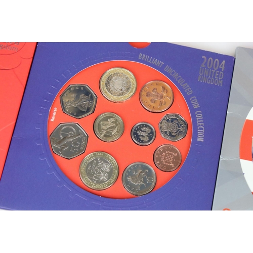 174 - A collection of ten British uncirculated coin sets to include 2008, 2005, 2004, 2003,  2002 and 2005... 