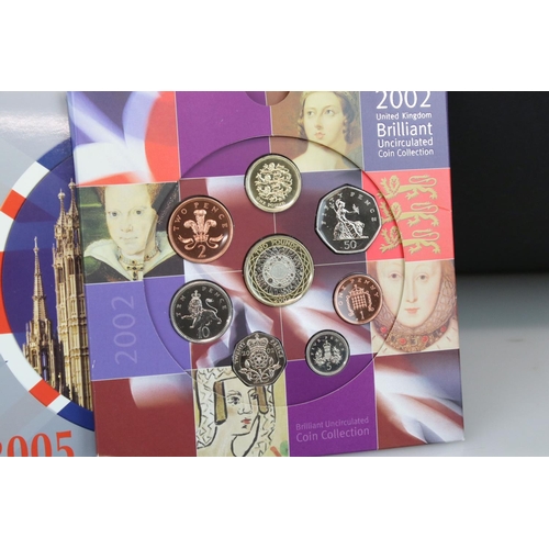 174 - A collection of ten British uncirculated coin sets to include 2008, 2005, 2004, 2003,  2002 and 2005... 