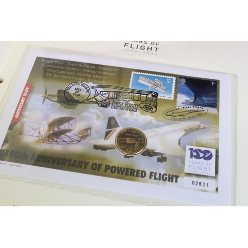 183 - A Westminster Mint 100 Years of Flight 1903-2003 coin & stamp cover set contained within collectors ... 