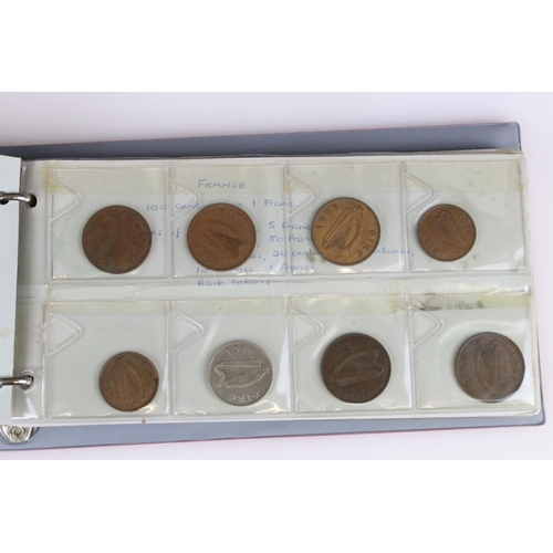 188 - A large collection of mainly foreign coins contained within three collectors albums.