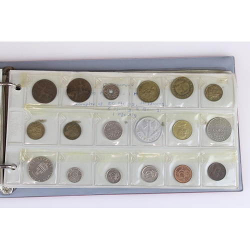 188 - A large collection of mainly foreign coins contained within three collectors albums.