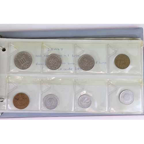 188 - A large collection of mainly foreign coins contained within three collectors albums.