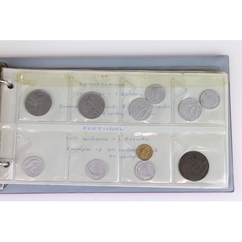 188 - A large collection of mainly foreign coins contained within three collectors albums.