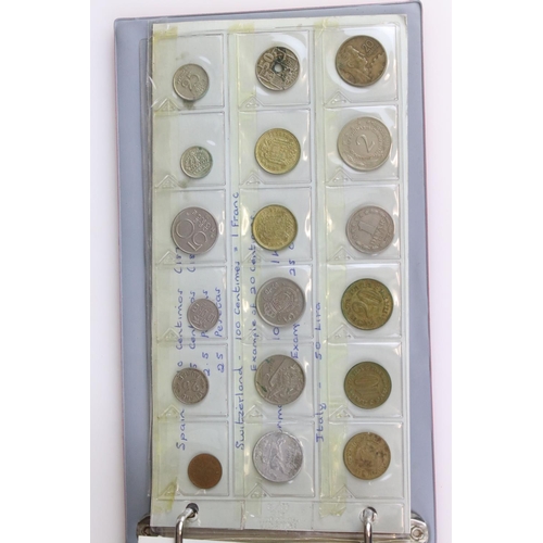 188 - A large collection of mainly foreign coins contained within three collectors albums.