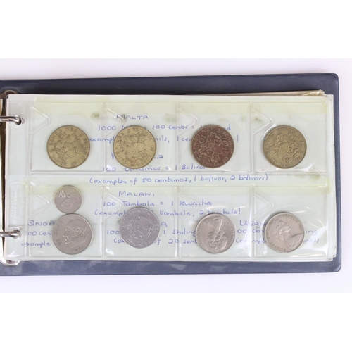 188 - A large collection of mainly foreign coins contained within three collectors albums.