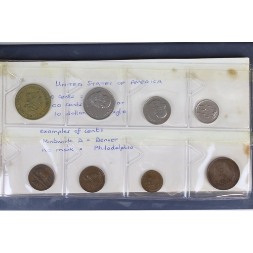 188 - A large collection of mainly foreign coins contained within three collectors albums.