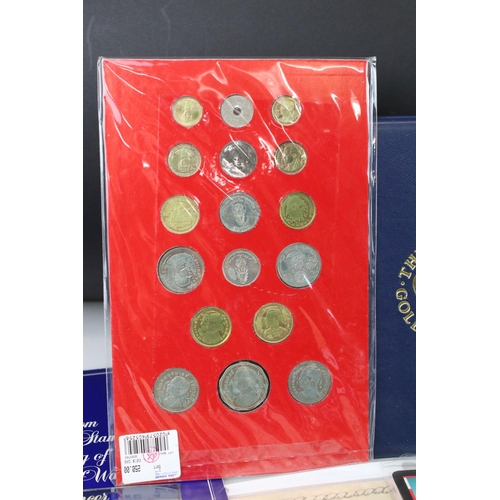 195 - A collection of mixed British and Foreign coins to include proof sets, banknotes, stamp covers and c... 