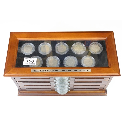 196 - A Danbury Mint 'The Last Four Decades of the Florin' coin set, A collection of thirty five florins p... 