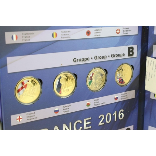 201 - A France 2016 Euro championship football coin set, comprising of twenty four gold plated coins toget... 