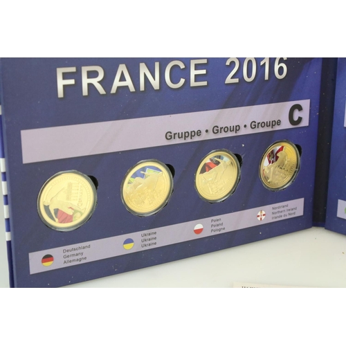 201 - A France 2016 Euro championship football coin set, comprising of twenty four gold plated coins toget... 