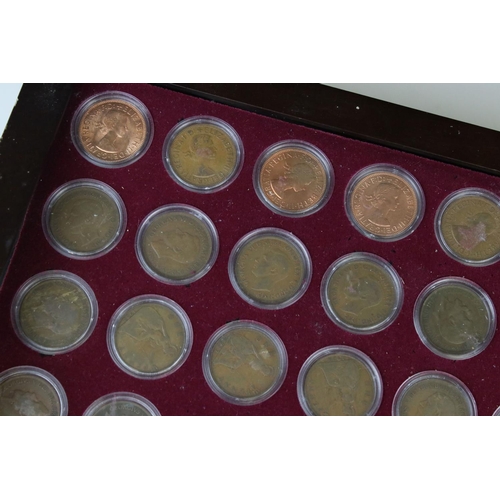 203 - A Danbury Mint 'Britannia Pennies of the Twentieth Century' coin set, from 1901-1967, all encapsulat... 