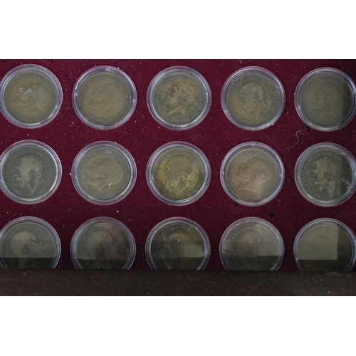 203 - A Danbury Mint 'Britannia Pennies of the Twentieth Century' coin set, from 1901-1967, all encapsulat... 