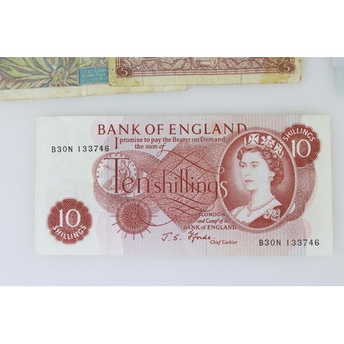 53 - A small collection of Banknotes to include British and French examples