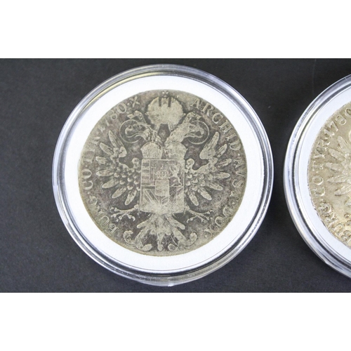 217 - Two 1780 Maria Theresa Thaler silver coins.