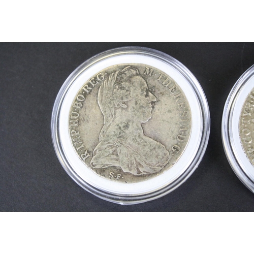 217 - Two 1780 Maria Theresa Thaler silver coins.