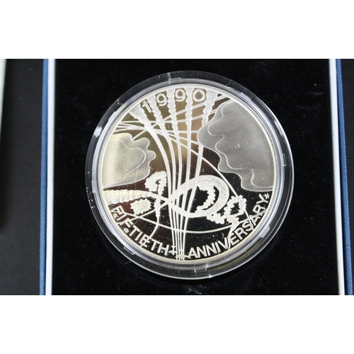 220 - A Royal Mint 50th Anniversary of The Battle of Britain silver proof commemorative medallion complete... 