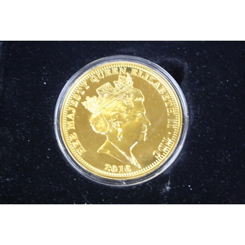 206 - A sterling silver 'The Life and Times of Her Majesty the Queen' gold plated 5oz proof 65mm £5 coin c... 