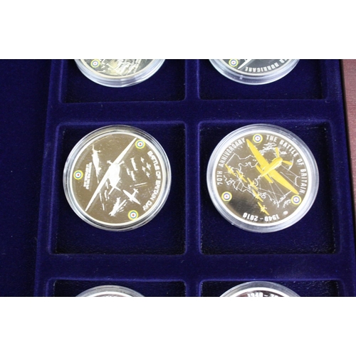 210 - A Windsor Mint 'Battle of Britain' silver plated six coin proof set together with a Windsor Mint 'Th... 