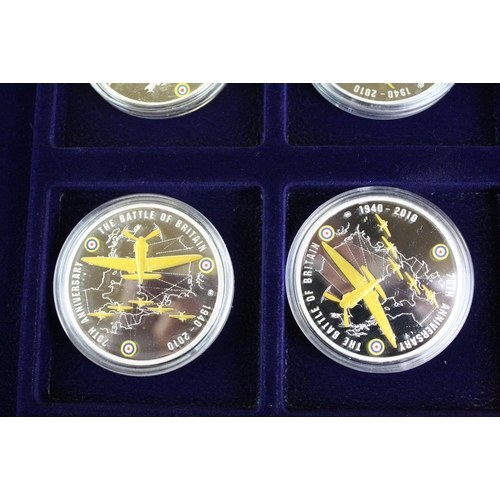 210 - A Windsor Mint 'Battle of Britain' silver plated six coin proof set together with a Windsor Mint 'Th... 