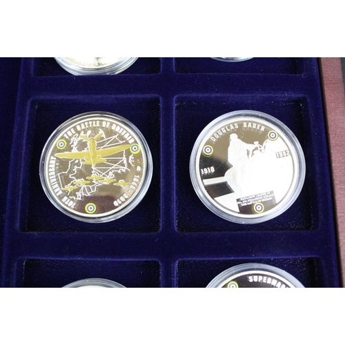 210 - A Windsor Mint 'Battle of Britain' silver plated six coin proof set together with a Windsor Mint 'Th... 