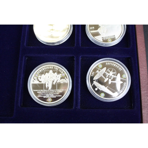 210 - A Windsor Mint 'Battle of Britain' silver plated six coin proof set together with a Windsor Mint 'Th... 