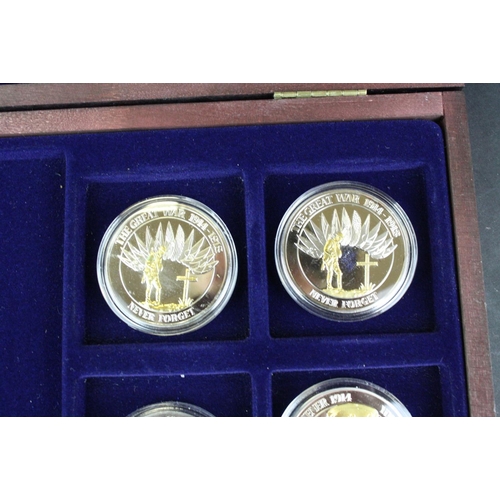 210 - A Windsor Mint 'Battle of Britain' silver plated six coin proof set together with a Windsor Mint 'Th... 