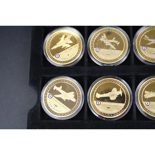 40 - A collection of sixteen Westminster Mint Aircraft of the Royal Air Force 24ct gold plated coin colle... 