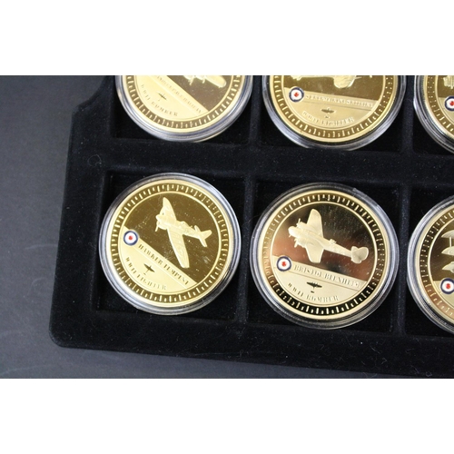 40 - A collection of sixteen Westminster Mint Aircraft of the Royal Air Force 24ct gold plated coin colle... 