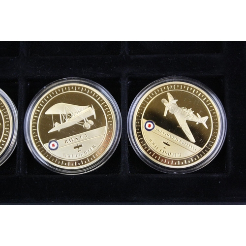 40 - A collection of sixteen Westminster Mint Aircraft of the Royal Air Force 24ct gold plated coin colle... 