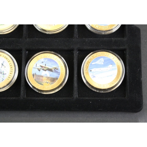 41 - A collection of twelve Westminster Mint Royal Air Force Centenary 1918-2018 24ct gold plated coin co... 