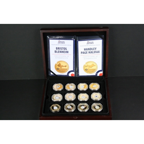 42 - A collection of twenty four Westminster Mint Squadrons of the Royal Air Force 24ct gold plated coin ... 