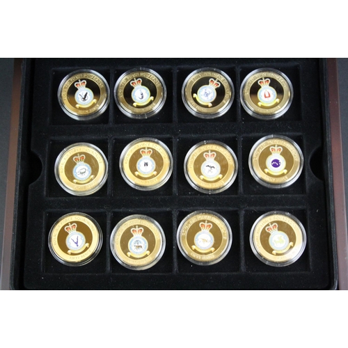 42 - A collection of twenty four Westminster Mint Squadrons of the Royal Air Force 24ct gold plated coin ... 