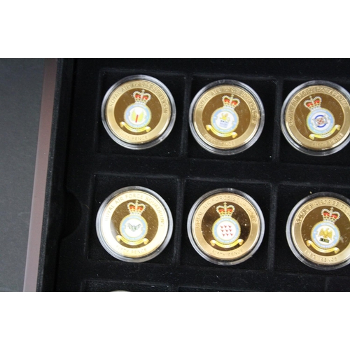 42 - A collection of twenty four Westminster Mint Squadrons of the Royal Air Force 24ct gold plated coin ... 