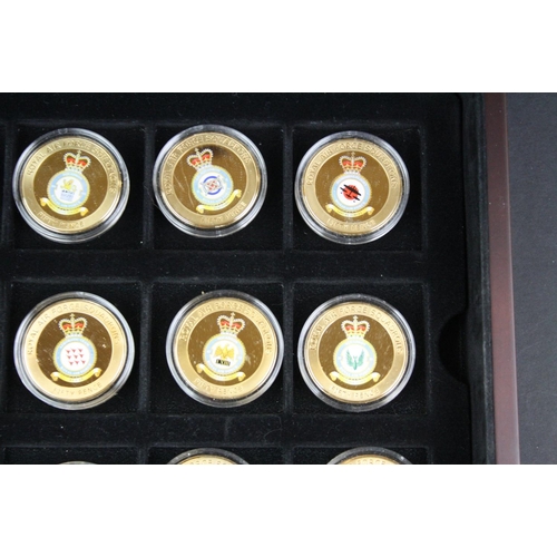 42 - A collection of twenty four Westminster Mint Squadrons of the Royal Air Force 24ct gold plated coin ... 